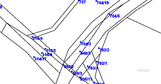 Parcela st. 704/3 v KÚ Louňová, Katastrální mapa