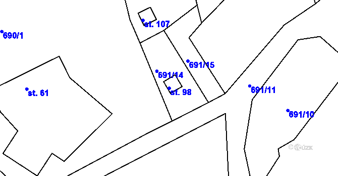 Parcela st. 98 v KÚ Louňová, Katastrální mapa