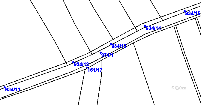 Parcela st. 934/1 v KÚ Louňová, Katastrální mapa