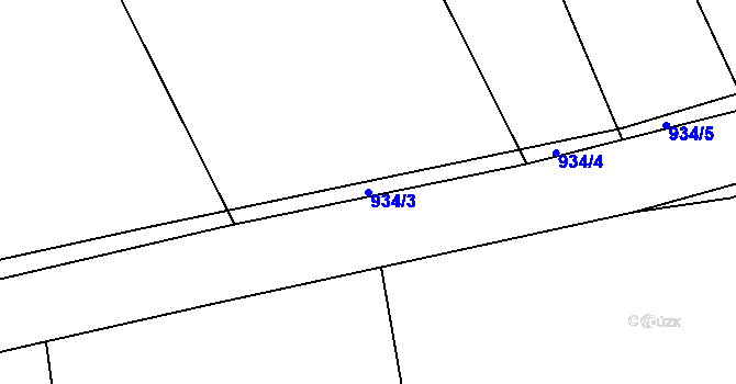 Parcela st. 934/3 v KÚ Louňová, Katastrální mapa