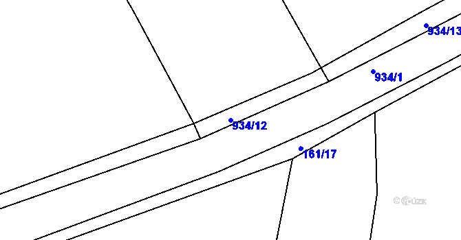 Parcela st. 934/12 v KÚ Louňová, Katastrální mapa