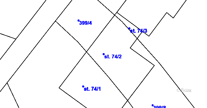 Parcela st. 74/2 v KÚ Louňová, Katastrální mapa