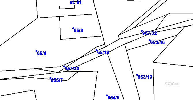Parcela st. 65/18 v KÚ Louňová, Katastrální mapa