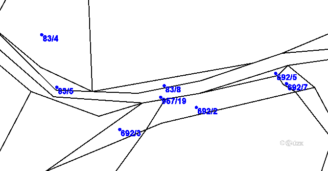 Parcela st. 83/8 v KÚ Louňová, Katastrální mapa
