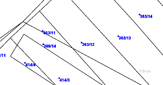 Parcela st. 363/12 v KÚ Louňová, Katastrální mapa