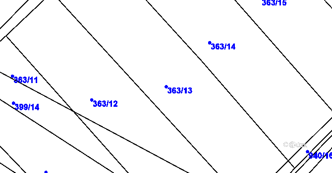 Parcela st. 363/13 v KÚ Louňová, Katastrální mapa