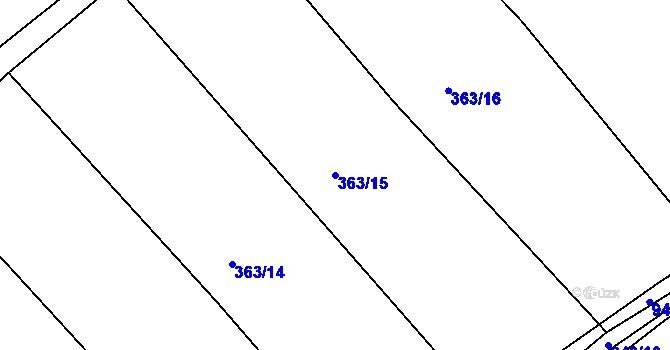 Parcela st. 363/15 v KÚ Louňová, Katastrální mapa