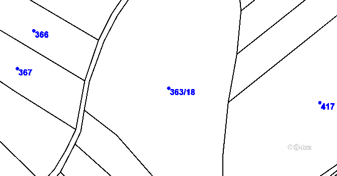 Parcela st. 363/18 v KÚ Louňová, Katastrální mapa