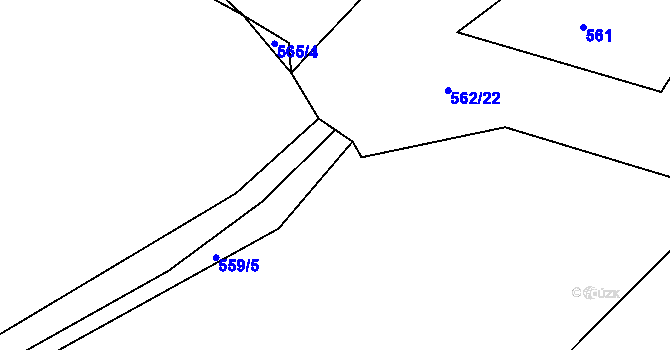 Parcela st. 562/21 v KÚ Louňová, Katastrální mapa