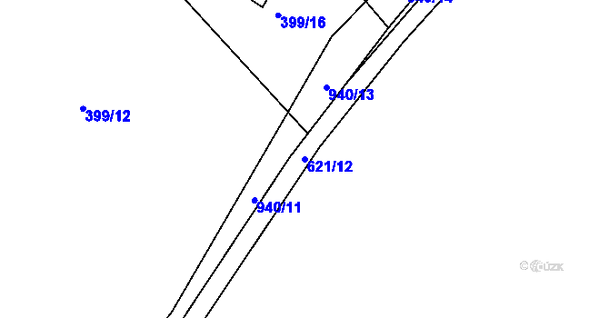 Parcela st. 621/12 v KÚ Louňová, Katastrální mapa
