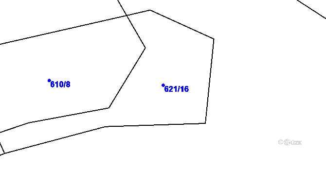 Parcela st. 621/16 v KÚ Louňová, Katastrální mapa