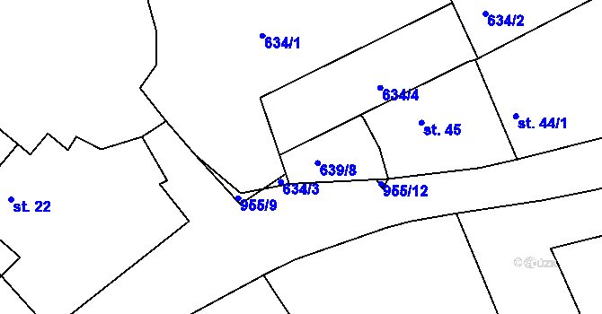 Parcela st. 639/18 v KÚ Louňová, Katastrální mapa
