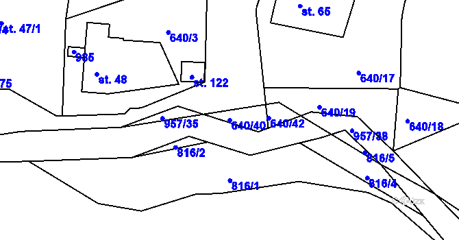 Parcela st. 640/40 v KÚ Louňová, Katastrální mapa