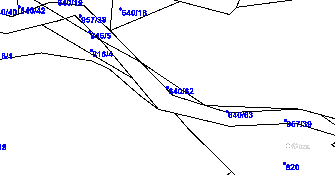 Parcela st. 640/62 v KÚ Louňová, Katastrální mapa