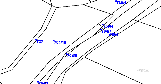 Parcela st. 704/6 v KÚ Louňová, Katastrální mapa