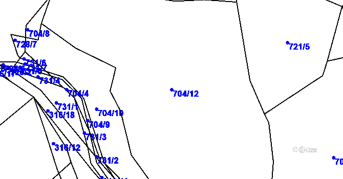 Parcela st. 704/12 v KÚ Louňová, Katastrální mapa