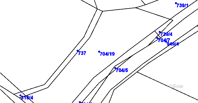 Parcela st. 704/19 v KÚ Louňová, Katastrální mapa