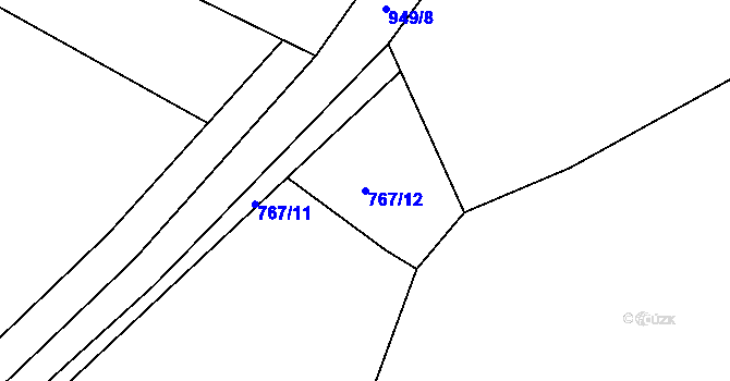 Parcela st. 767/12 v KÚ Louňová, Katastrální mapa