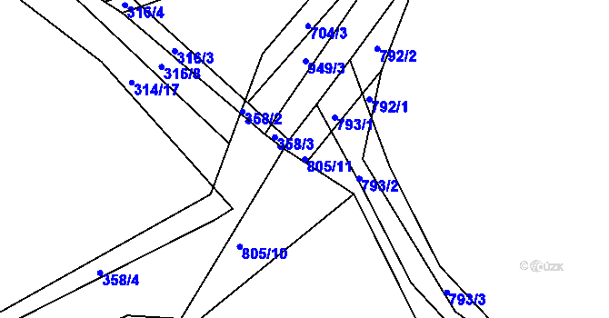 Parcela st. 805/11 v KÚ Louňová, Katastrální mapa