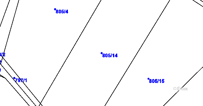 Parcela st. 805/14 v KÚ Louňová, Katastrální mapa