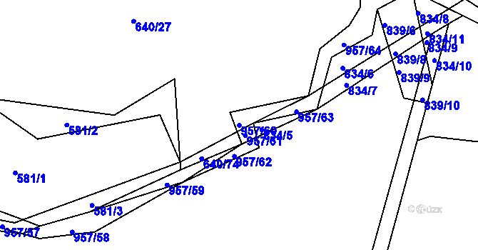 Parcela st. 957/60 v KÚ Louňová, Katastrální mapa
