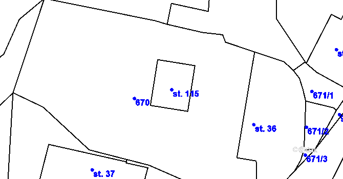 Parcela st. 115 v KÚ Louňová, Katastrální mapa
