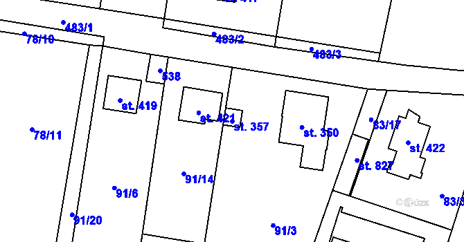 Parcela st. 357 v KÚ Louňovice, Katastrální mapa