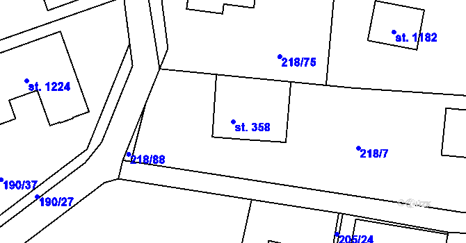 Parcela st. 358 v KÚ Louňovice, Katastrální mapa