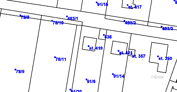 Parcela st. 419 v KÚ Louňovice, Katastrální mapa