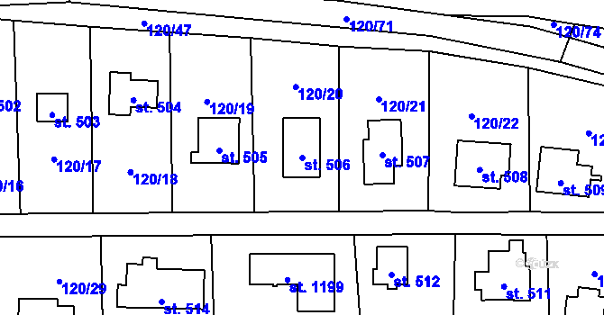 Parcela st. 506 v KÚ Louňovice, Katastrální mapa