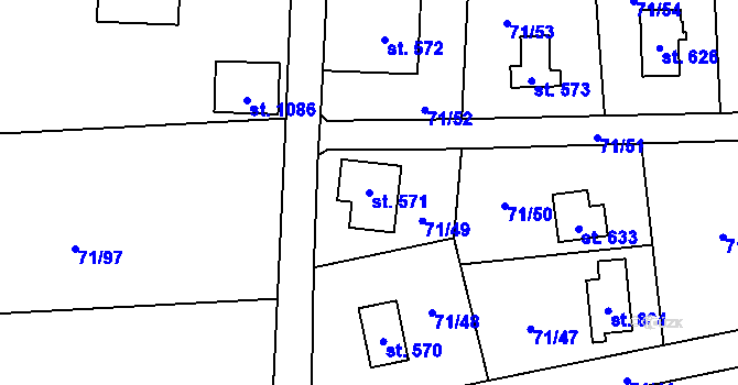 Parcela st. 571 v KÚ Louňovice, Katastrální mapa