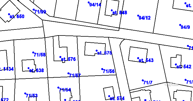 Parcela st. 575 v KÚ Louňovice, Katastrální mapa