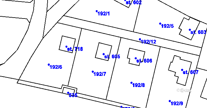 Parcela st. 605 v KÚ Louňovice, Katastrální mapa