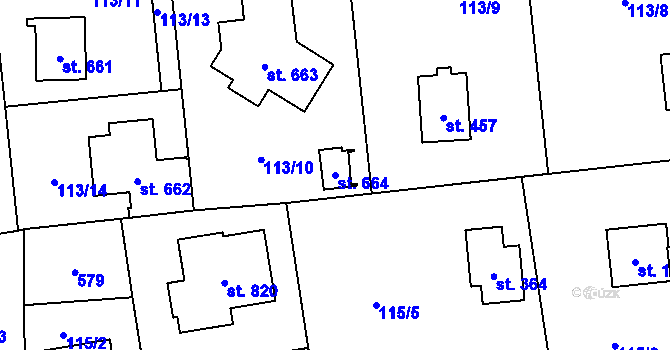 Parcela st. 664 v KÚ Louňovice, Katastrální mapa