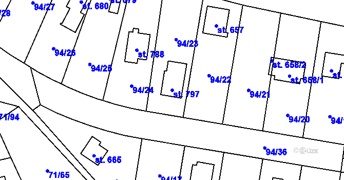 Parcela st. 797 v KÚ Louňovice, Katastrální mapa