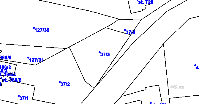Parcela st. 37/3 v KÚ Louňovice, Katastrální mapa