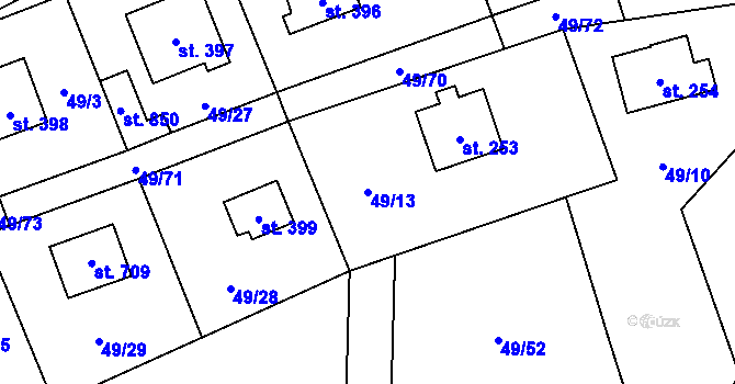 Parcela st. 49/13 v KÚ Louňovice, Katastrální mapa