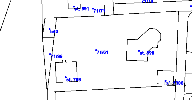 Parcela st. 71/61 v KÚ Louňovice, Katastrální mapa