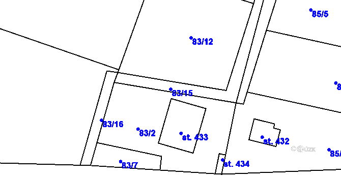 Parcela st. 83/15 v KÚ Louňovice, Katastrální mapa