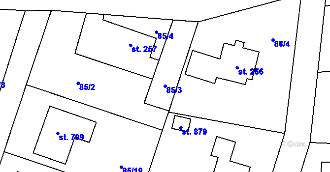 Parcela st. 85/3 v KÚ Louňovice, Katastrální mapa