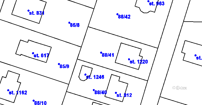 Parcela st. 88/41 v KÚ Louňovice, Katastrální mapa