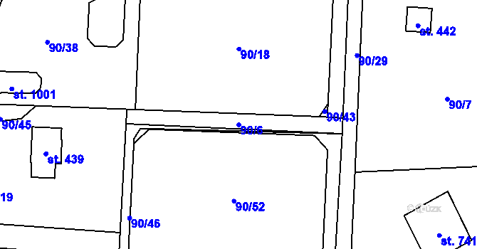 Parcela st. 90/6 v KÚ Louňovice, Katastrální mapa