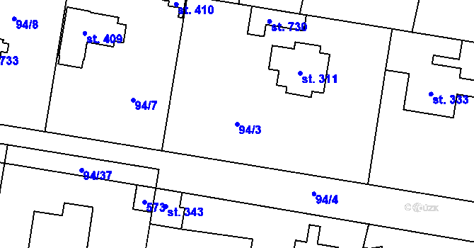 Parcela st. 94/3 v KÚ Louňovice, Katastrální mapa