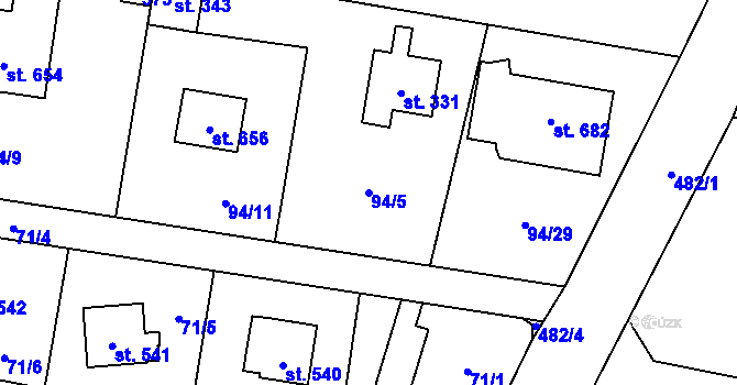 Parcela st. 94/5 v KÚ Louňovice, Katastrální mapa