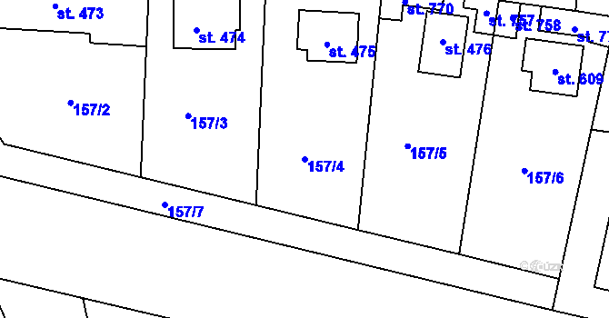 Parcela st. 157/4 v KÚ Louňovice, Katastrální mapa