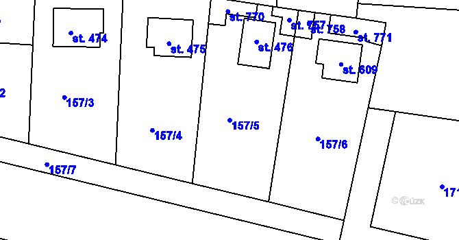 Parcela st. 157/5 v KÚ Louňovice, Katastrální mapa