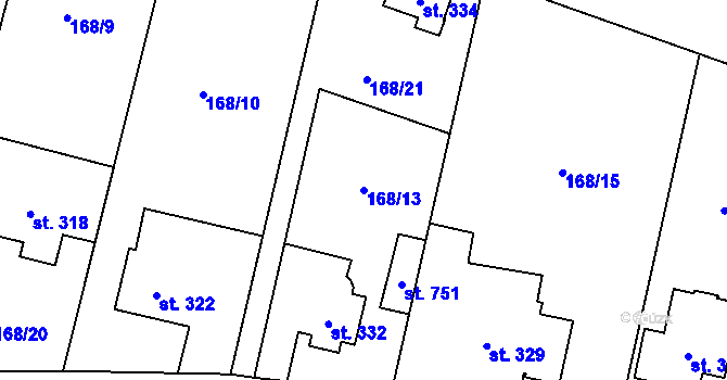 Parcela st. 168/13 v KÚ Louňovice, Katastrální mapa