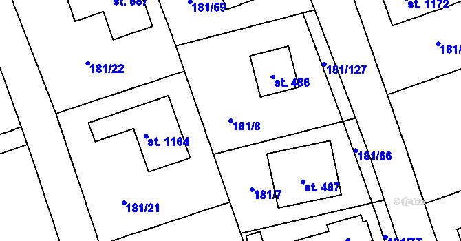 Parcela st. 181/8 v KÚ Louňovice, Katastrální mapa