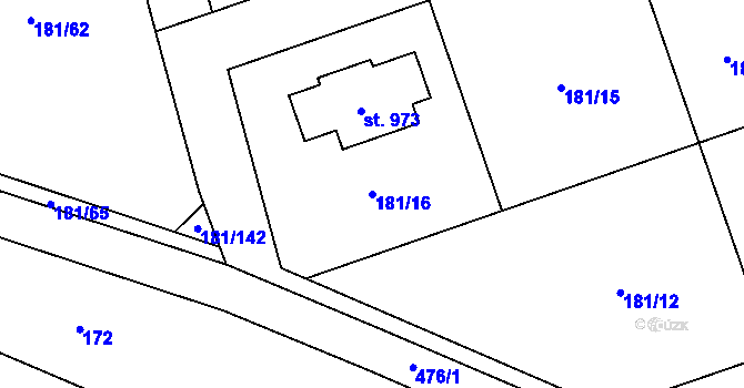 Parcela st. 181/16 v KÚ Louňovice, Katastrální mapa