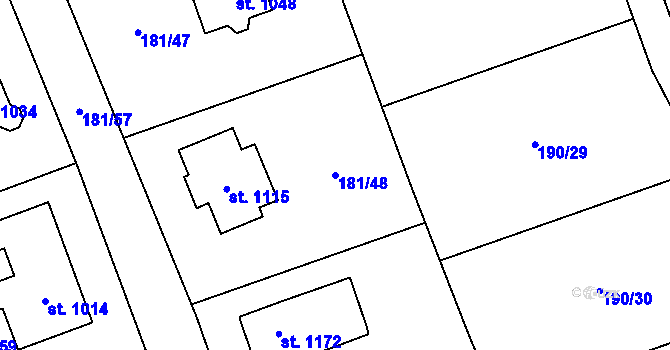 Parcela st. 181/48 v KÚ Louňovice, Katastrální mapa